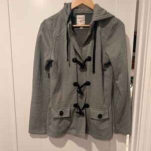 Guess Women's Gray Utility Jacket with Black Toggles